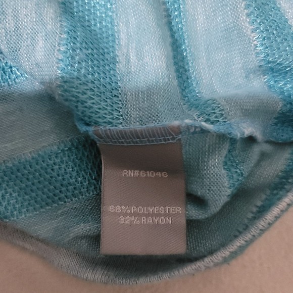 y2k Vanity striped v neck short sleeve tee shiny blue top m - Picture 11 of 11